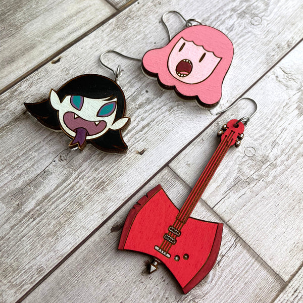 Marceline, Bubblegum, and Guitar Dangle Earrings