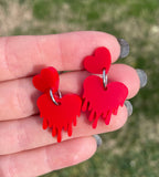 Matte Red Melty Heart Earrings