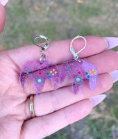 Purple Glitter Controller Earrings