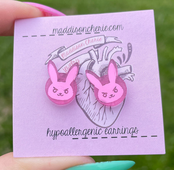 CLEARANCE - Pink Dva Bunny Stud Earrings