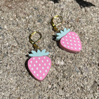 Pastel Pink Strawberry Earrings