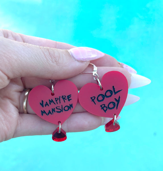 Vampire Mansion Pool Boy - Red - Earrings