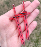 Glitter Demon Blood Sword Earrings