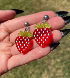 Glittery Red Strawberry Earrings