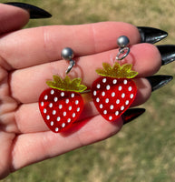 Glittery Red Strawberry Earrings