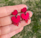 Shiny Red Melty Heart Earrings