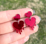 Shiny Red Melty Heart Earrings