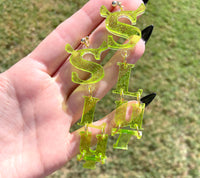 SLUT Green Glitter Earrings