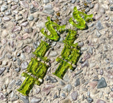 SLUT Green Glitter Earrings