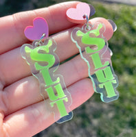 Smaller SLUT Earrings with Heart Posts