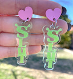 Smaller SLUT Earrings with Heart Posts