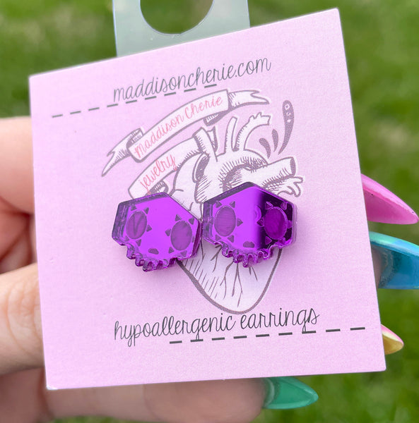 CLEARANCE - Mirrored Purple Sombra Stud Earrings