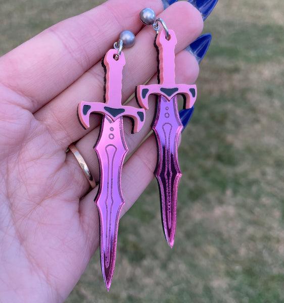 Pink Sword Earrings