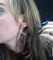 Pink Sword Earrings