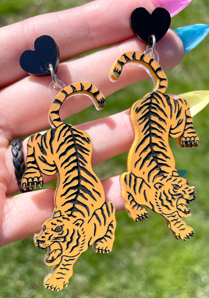 Orange Tiger Earrings